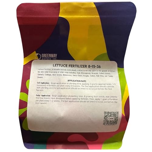 Greenway Biotech, Inc. Lettuce Fertilizer 8-15-36 Powder - Water Soluble with Chelated Micronutrients for Lettuce Kale Spinach Microgreens - Helps Prevent Tip Burn - Hydroponics or Soil - 1 LB