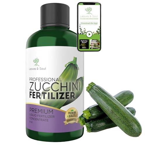 LEAVES AND SOUL Professional Liquid Zucchini Fertilizer | 5-1-5 Concentrate, Liquid Plant Fertilizer for Garden, Healthy Produce, Good Harvest, Multi-Purpose Blend & Gardening Supplies | 8 oz
