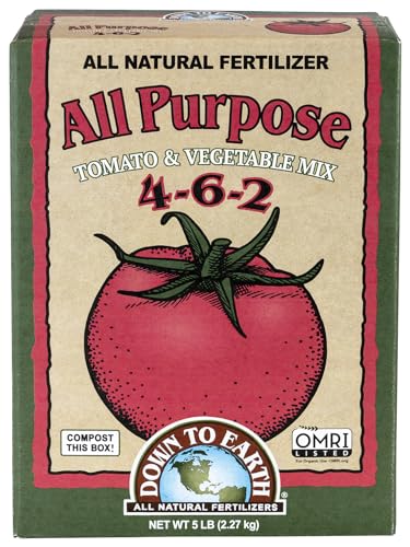 Down To Earth All Natural Fertilizers Organic All Purpose Tomato & Vegetable Mix - Plant Food for Tomatoes, Peppers, Herbs and Flowers 4-6-2, 5 lb