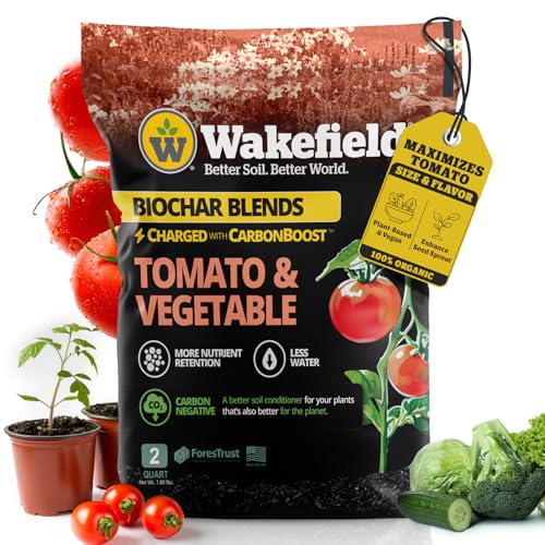 Wakefield Premium Biochar Blend – Organic Potting Soil for Vegetables, Tomatoes & Gardens – Potting Mix Enriched with Humic Acid & CarbonBoost – Versatile Top Soil for Indoor & Outdoor Plants-2quarts