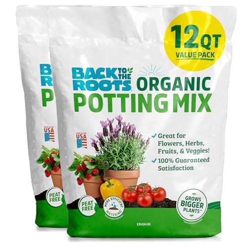 Back to The Roots 100% Organic Potting Mix (Value 12 Quart) | Premium Blend | Made in The USA
