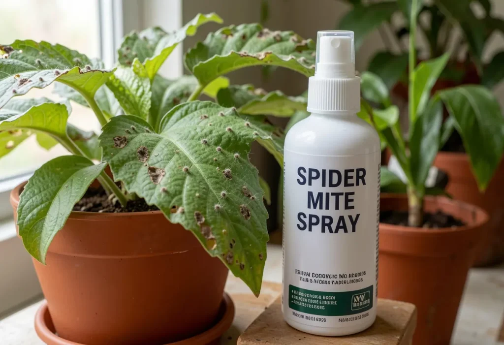 Best Spray for Spider Mites – close-up of natural spray being used to remove spider mites