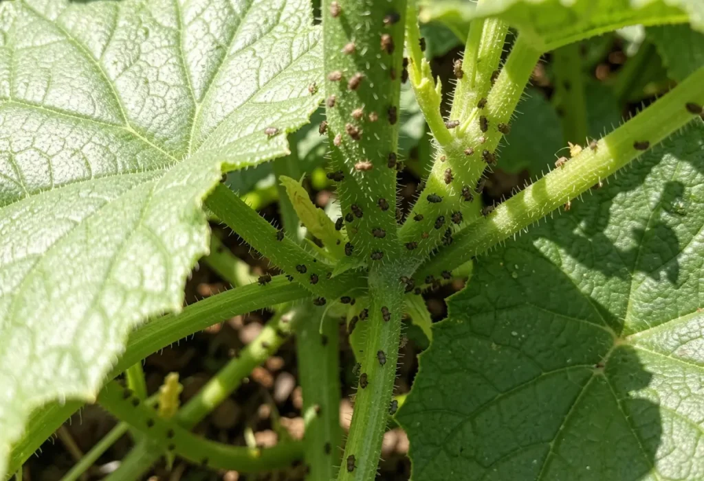 Cucumber Plant Diseases And Pests affecting cucumber vines in garden