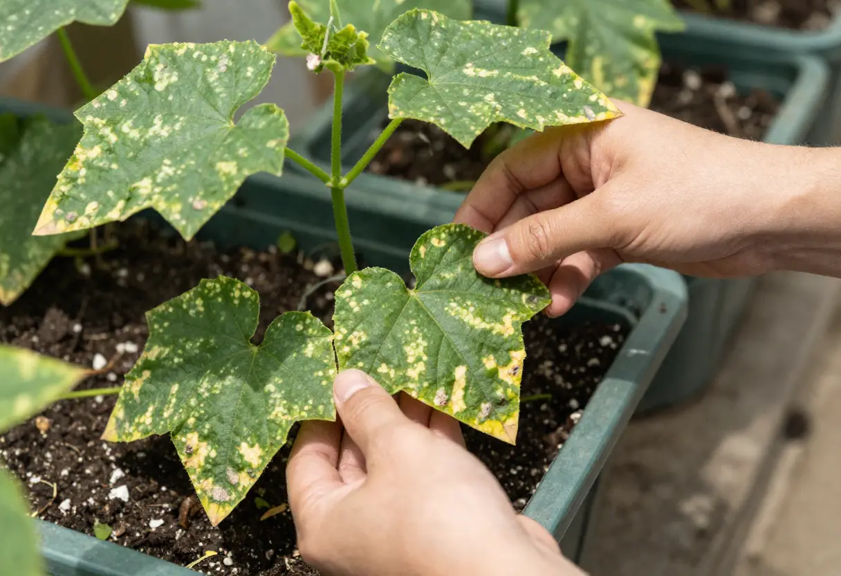 Cucumber Plant Diseases And Pests showing infected leaves and pests