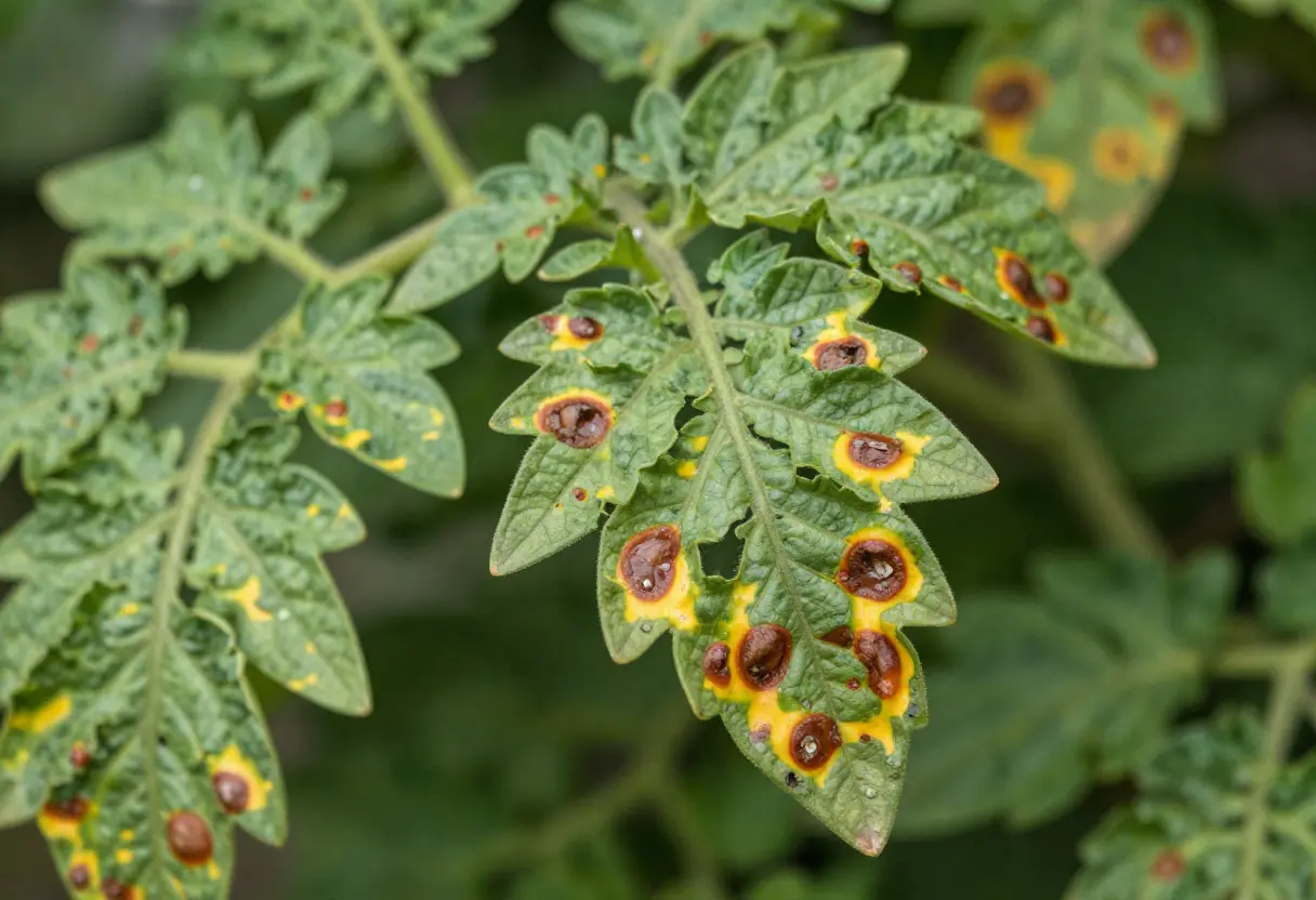 Early Blight Tomato Diseases close-up of infected tomato foliage