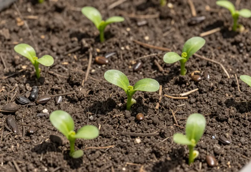Germination Time for Zucchini – close-up of zucchini sprouts showing early growth stage