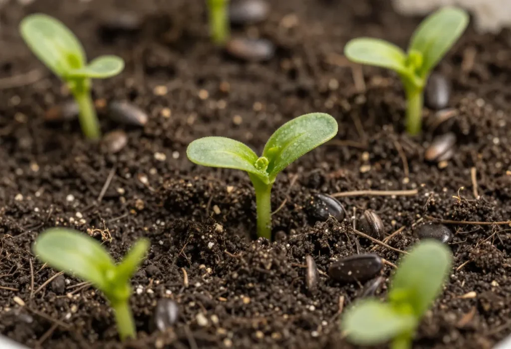 Germination Time for Zucchini – healthy zucchini seedlings growing after seed germination
