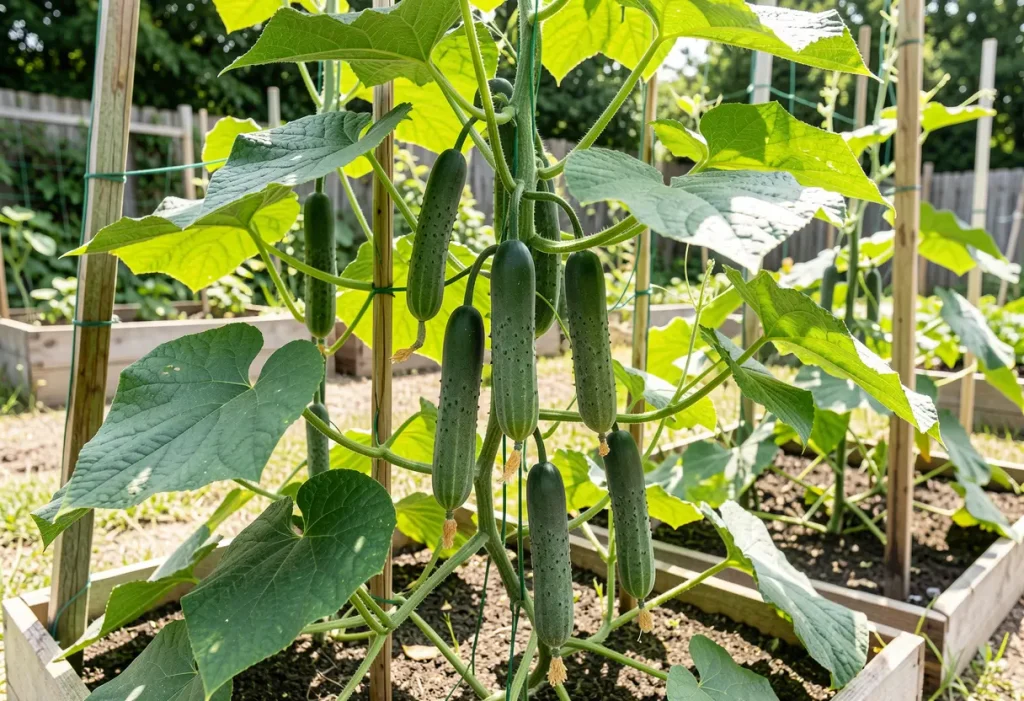 How Often to Fertilize Cucumbers – healthy cucumber plants growing after proper fertilization
