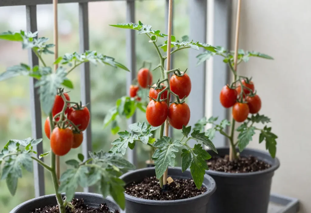 How to Grow Cocktail Tomatoes – close-up of small cocktail tomatoes growing on healthy vine
