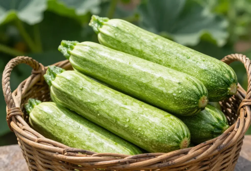 How to Tell If Zucchini is Ripe with freshly harvested zucchini on soil