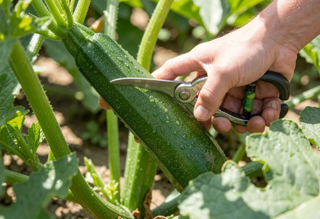 How to Tell If Zucchini is Ripe with hand picking fresh zucchini from plant