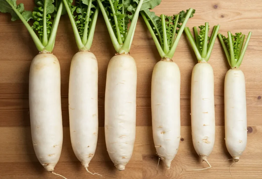 Korean Radish Vs Daikon – gardener holding Korean radish and daikon for variety comparison