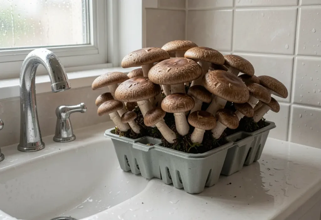 Mushroom Growing in Bathroom – fungus and mushroom growth caused by bathroom humidity
