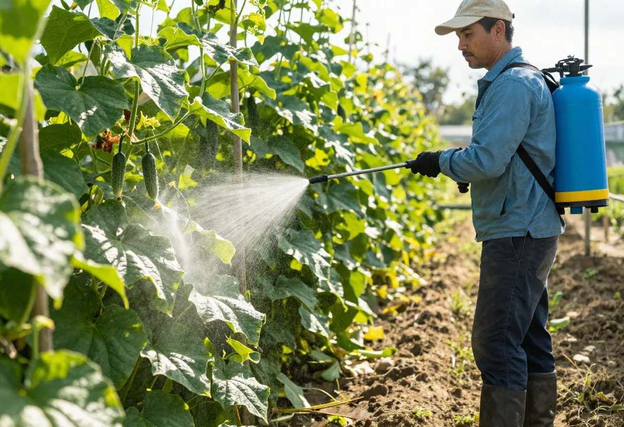 Nitrogen Fertilizer for Cucumbers – thriving cucumber plants supported by balanced nutrients