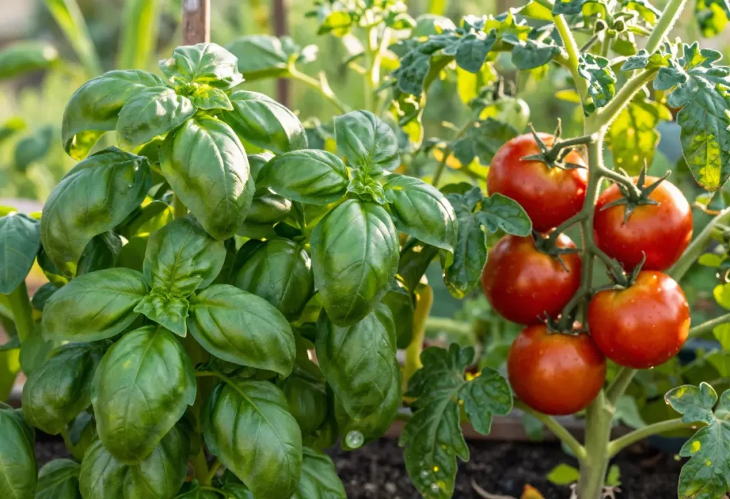 Planting Basil With Tomatoes to improve growth and repel pests