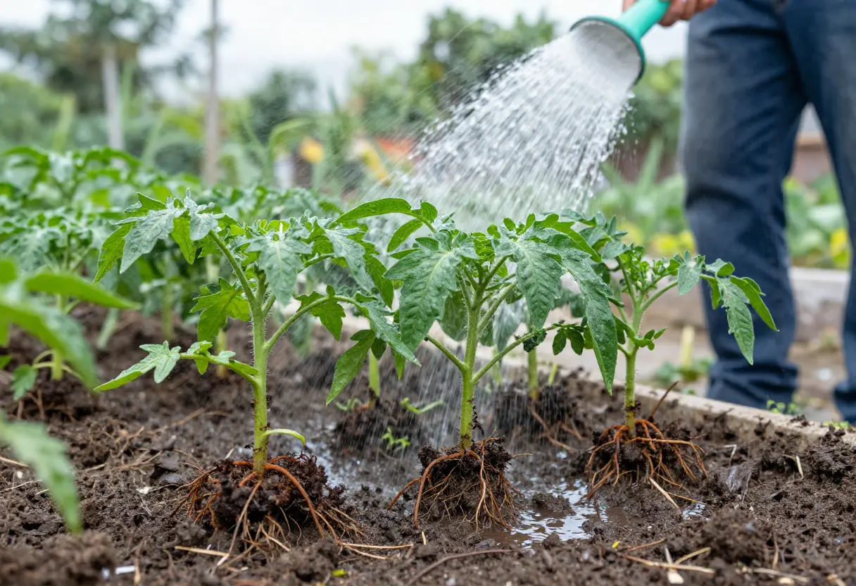 Root Rot in Tomatoes close-up of brown and decaying tomato roots