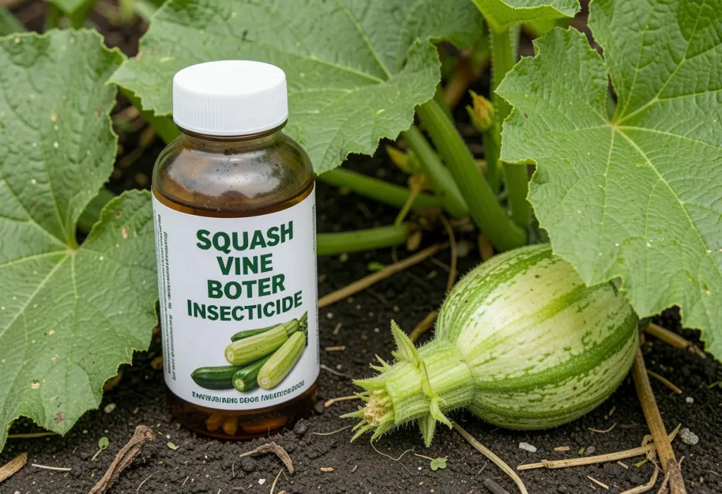 Squash Vine Borer Insecticide preventing pest damage on squash vines