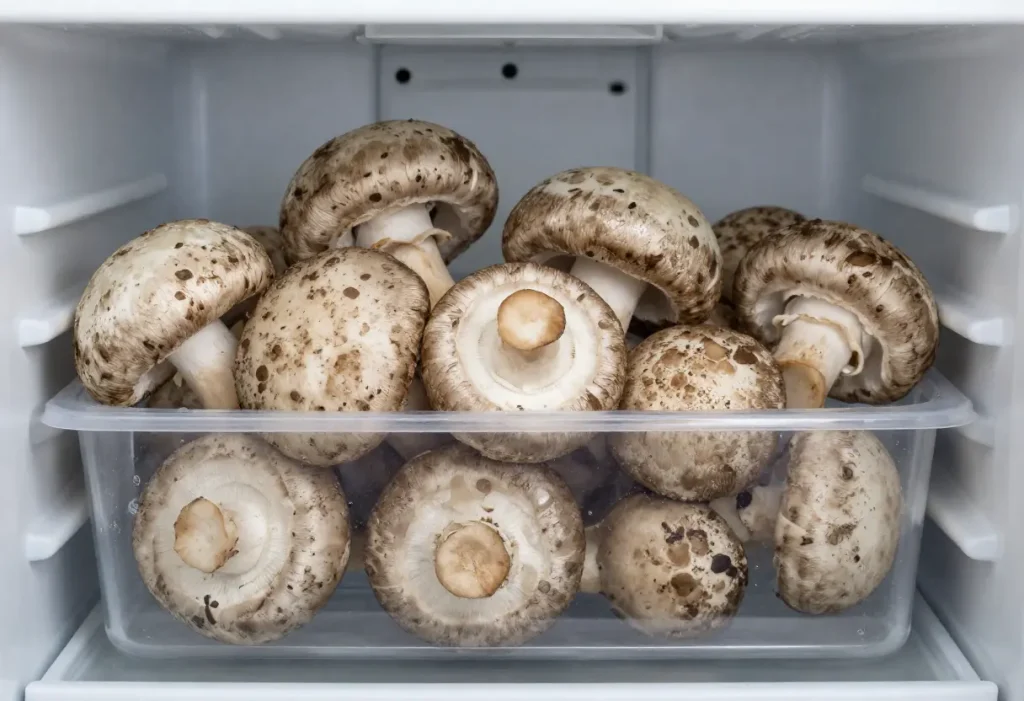 When Does Mushrooms Go Bad showing slimy and spoiled mushrooms close up