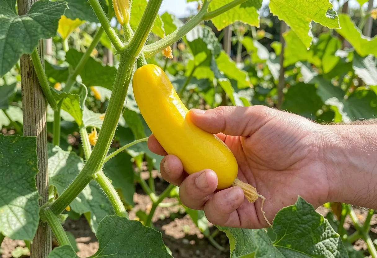 When are Lemon Cucumbers Ripe showing yellow round cucumbers ready to harvest