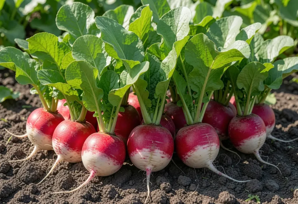 When to Harvest Radish size comparison of small and fully grown roots