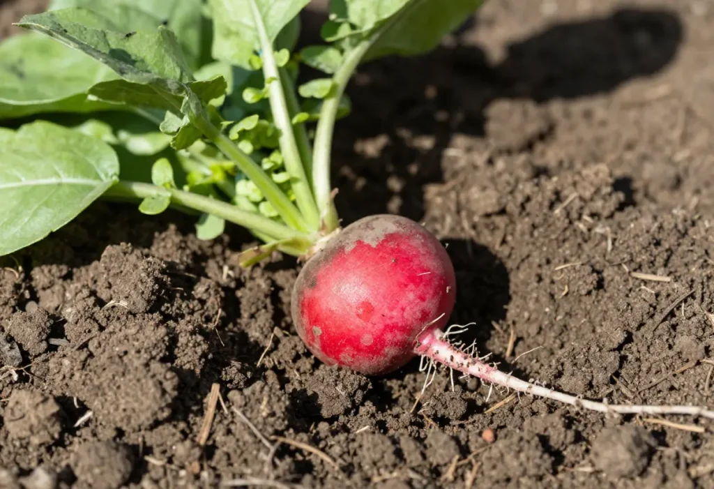 When to Harvest Radish in home garden with healthy leafy tops