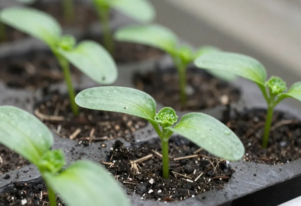 When to Transplant Zucchini Seedlings with strong roots and true leaves
