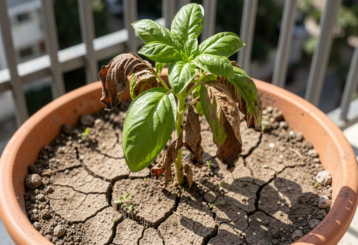 Why is My Basil Plant Dying with yellowing leaves and root stress