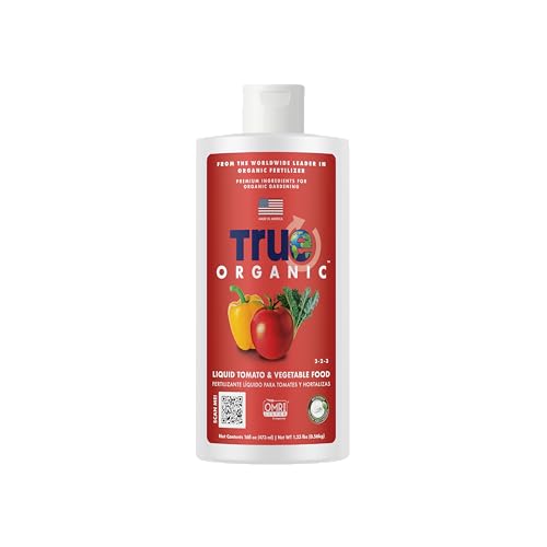 True Organic Liquid Tomato & Vegetable Food – Organic Fertilizer for Superior Harvests – 32 fl. oz. Bottle Covers 60 Sq. Ft.