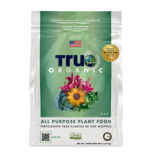 True Organic All Purpose Plant Food – Organic Fertilizer for Fruits, Vegetables, Flowers, and Herbs – 4lb Bag Covers 87 sq. ft.