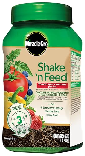 Miracle-Gro Shake 'N Feed Tomato, Fruit and Vegetable Plant Food, For In-Ground and Container Plants, Feeds up to 3 Months, 1 lb.