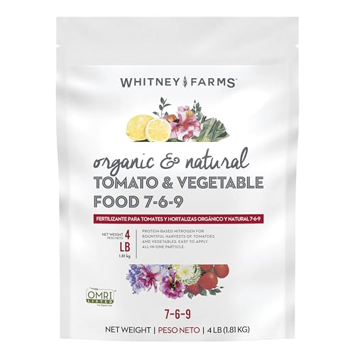Whitney Farms Organic & Natural Tomato & Vegetable Food 7-6-9 - Fertilizer for In-Ground or Container Gardens - 4 lb.