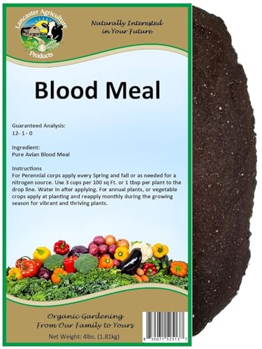 Blood Meal Fertilizer 4 pounds - Premium Nitrogen Source for Enhanced Plant Growth and Soil Enrichment - Suitable for Vegetables, Flowers, and Shrubs - Lancaster Agriculture Products