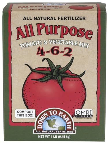 Down To Earth All Natural Fertilizers Organic All Purpose Tomato & Vegetable Mix - Plant Food for Tomatoes, Peppers, Herbs and Flowers 4-6-2, 1 lb
