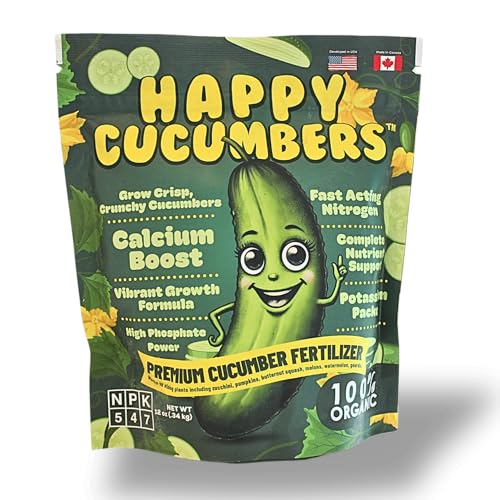 Happy Cucumber Fertilizer by Happy Nutrients Organic Premium Fertilizer for Cucumbers, Zucchini, Pumpkins, Squash & Melons – Fast-Acting, Nutrient-Rich Cucumber Plant Food for High Yields – 12 oz