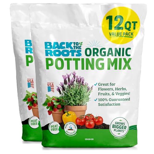 Back to The Roots 100% Organic Potting Mix (Value 12 Quart) | Premium Blend | Made in The USA
