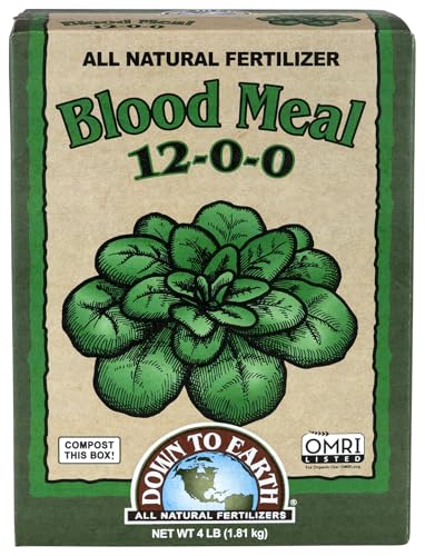 Down To Earth All Natural Fertilizers Organic Blood Meal - High Nitrogen Plant Food for Green Growth 12-0-0, 4 lb