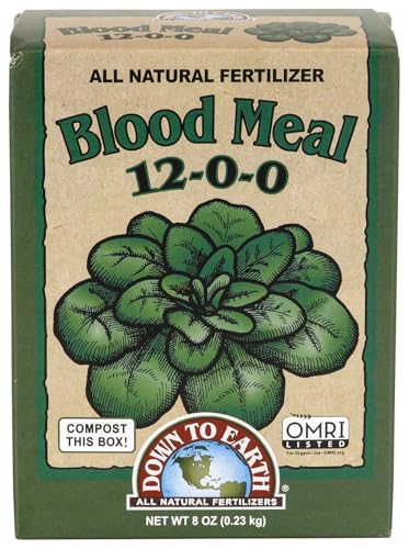 Down To Earth All Natural Fertilizers Organic Blood Meal - High Nitrogen Plant Food for Green Growth 12-0-0, 0.5 lb