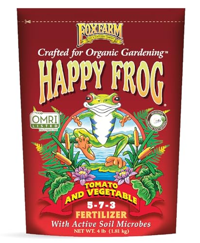 Fox Farm Happy Frog Tomato and Vegetable Fertilizer - Dry Tomato Fertilizer for Strong Growth, Plant Resistance, and Root Efficiency, NPK 5-7-3 (4 lb Bag)