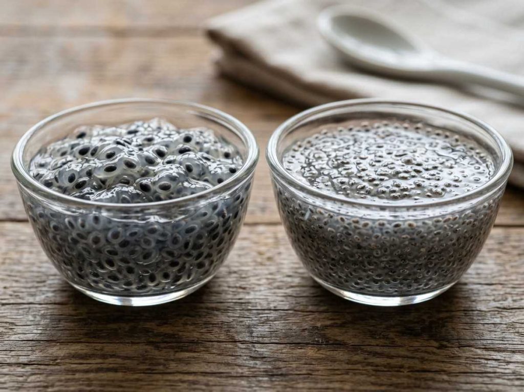 Basil Seeds Vs Chia Seeds comparison in a healthy diet setup