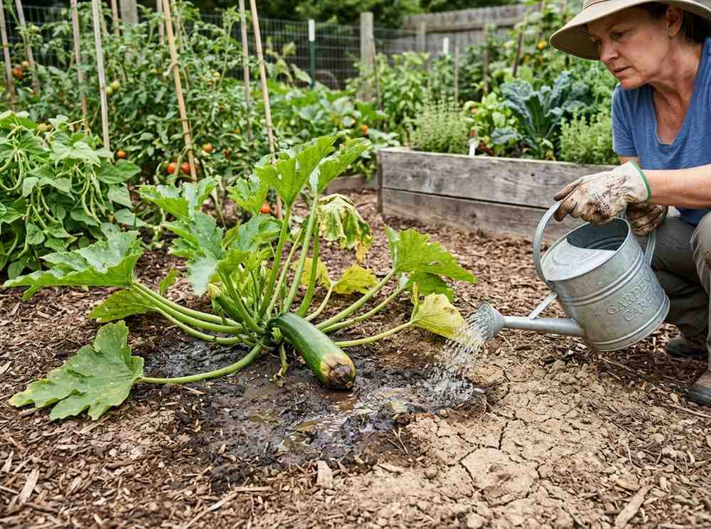 Treating Blossom End Rot in Zucchini using proper watering and soil care