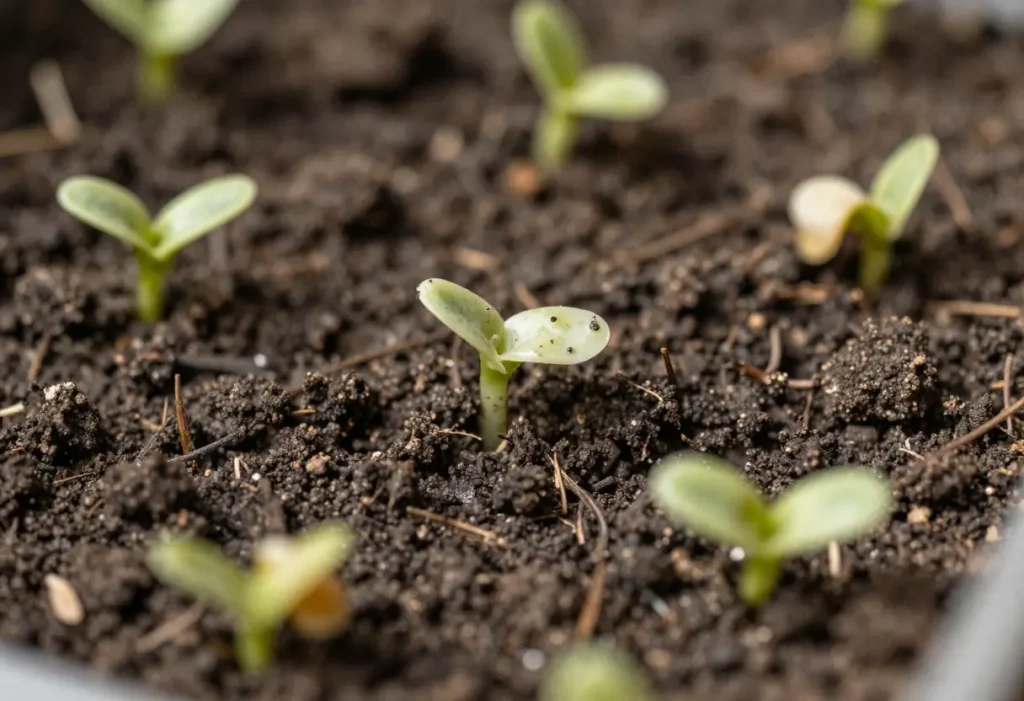 Cucumber Plant Stages of Growth showing seedling to mature plant development