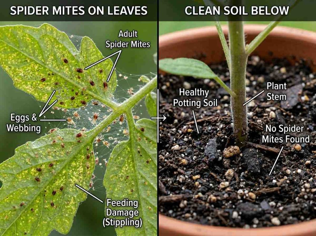 Do Spider Mites Live in Soil explaining infestation on plants and nearby soil
