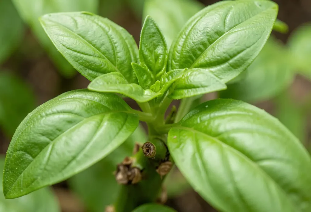 Does Basil Grow Back after pruning showing new leaves growth