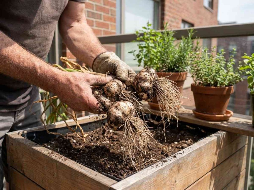 Growing Garlic in Containers for fresh and organic garlic harvest
