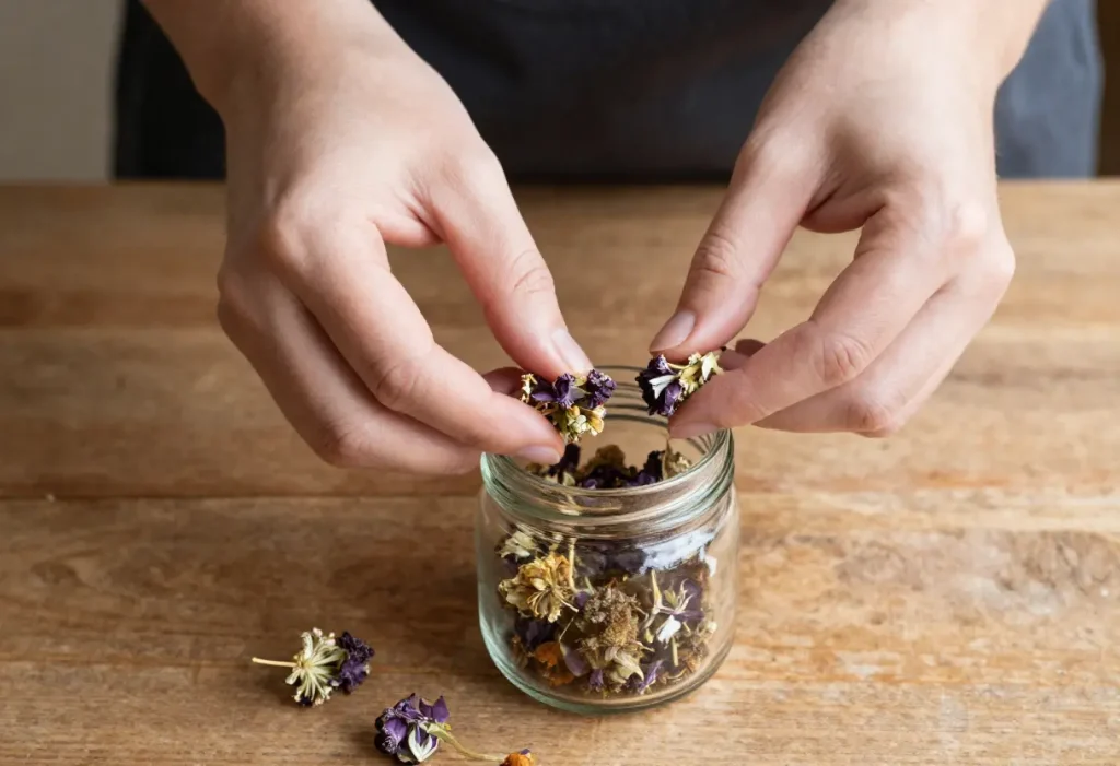How to Collect Seeds from Basil Plant by shaking dried flower stalks
