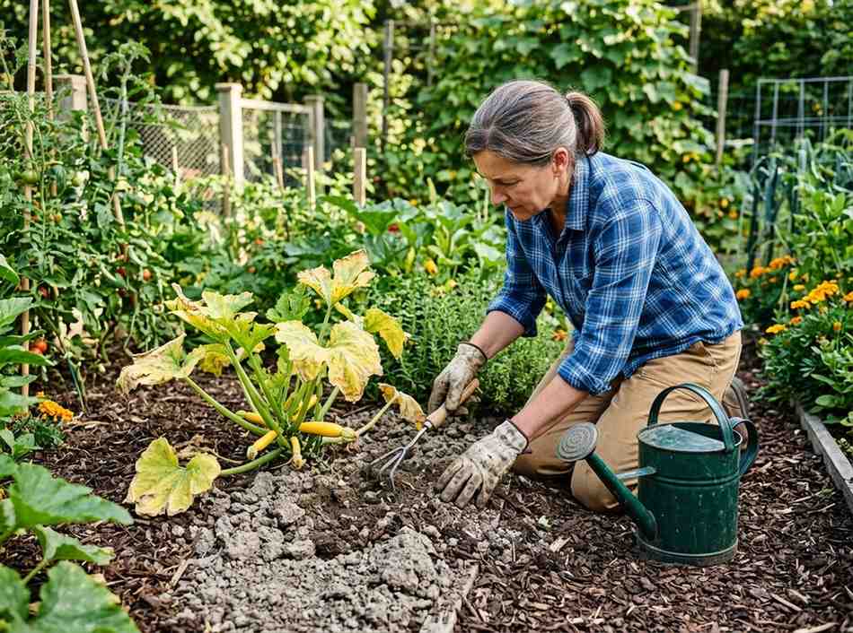 How to Fix Yellow Zucchini Leaves showing treatment of yellowing plant leaves