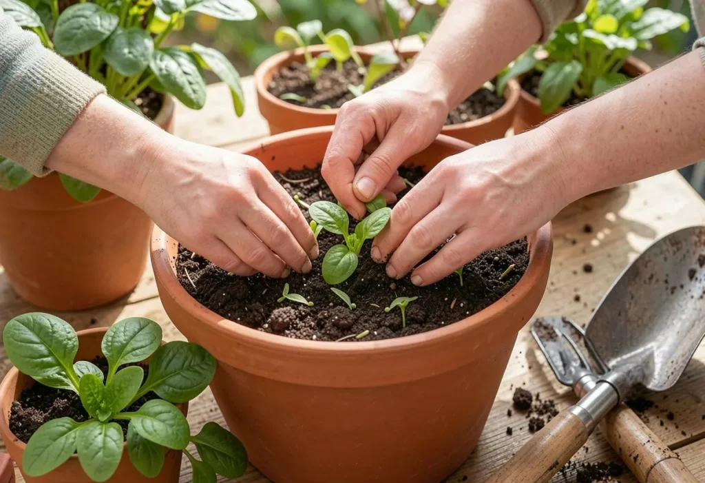How to Grow Spinach in a Pot using rich soil and proper drainage