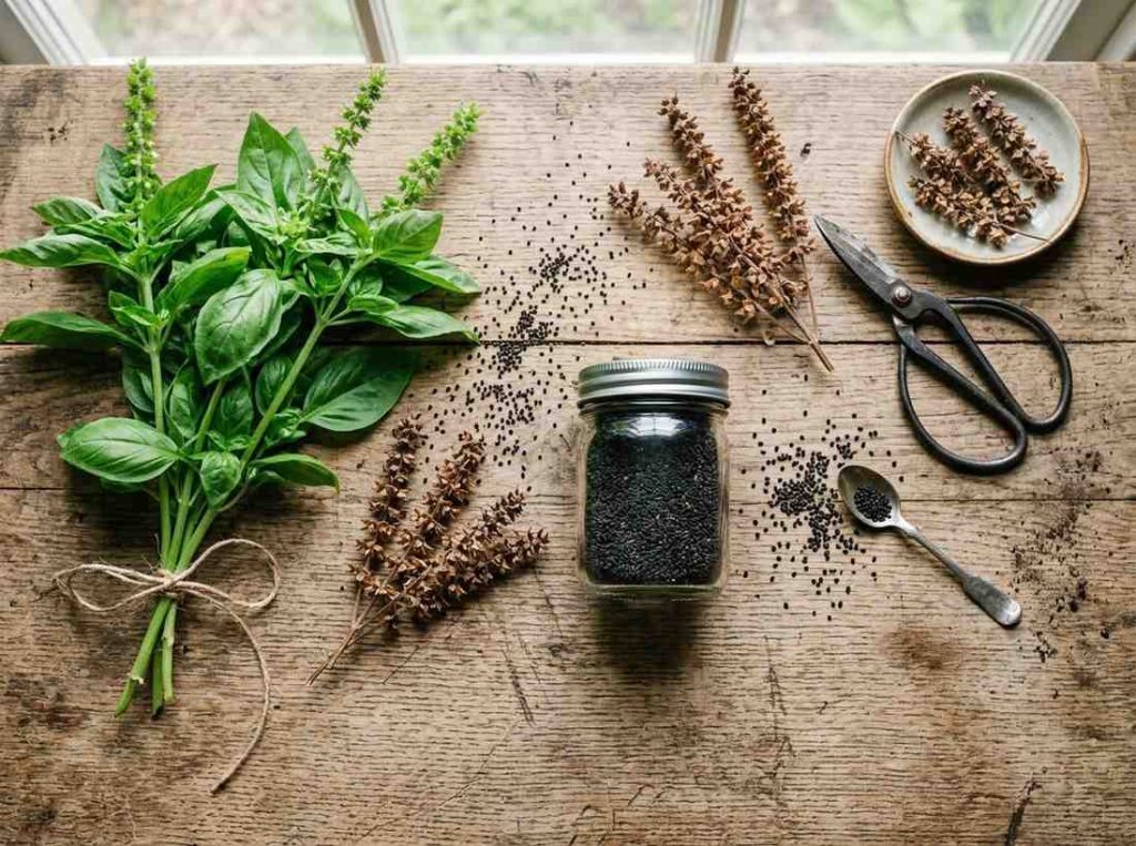 Beginner guide on How to Harvest Basil Seeds step by step process