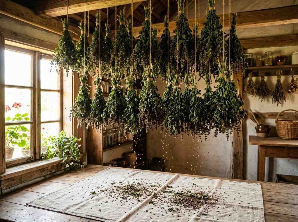 How to Harvest Basil Seeds by collecting seeds from dried basil flowers