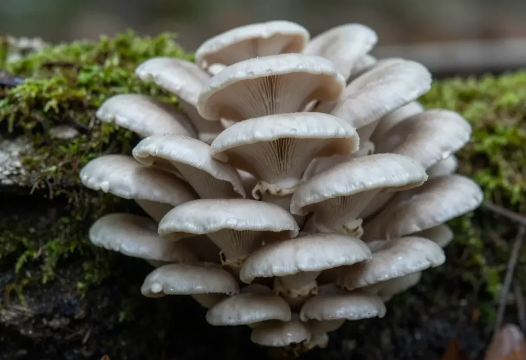 How to Identify Oyster Mushrooms growing on tree logs in forest